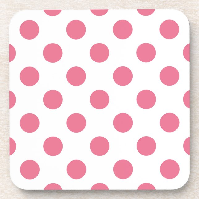 Pink and white polka dots coaster (Front)
