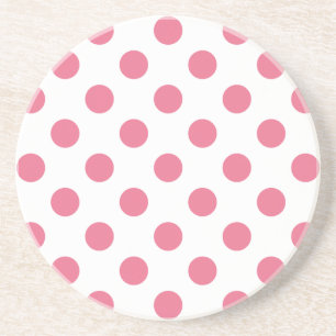 Pink and white polka dots drink coaster