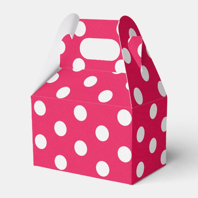 Pink And White Polka Dots Favor Boxes (Front Side)