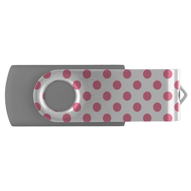 Pink and white polka dots flash drive (Front)