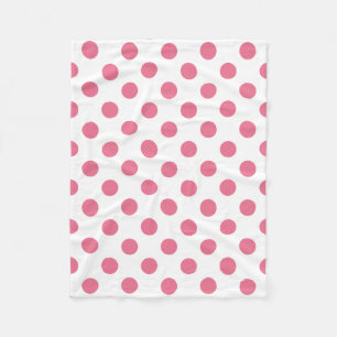 Pink and white polka dots fleece blanket