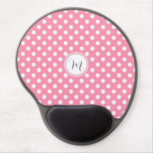 Pink and White Polka Dots Gel Mouse Pad