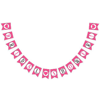 Pink and White Polka Dots Hearts Bridal Shower Bunting Flags