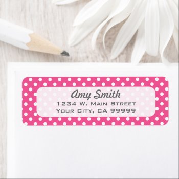 Pink And White Polka Dots Label by whimsydesigns at Zazzle