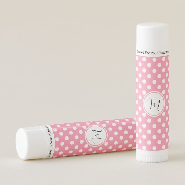 Pink and White Polka Dots Lip Balm (Front)