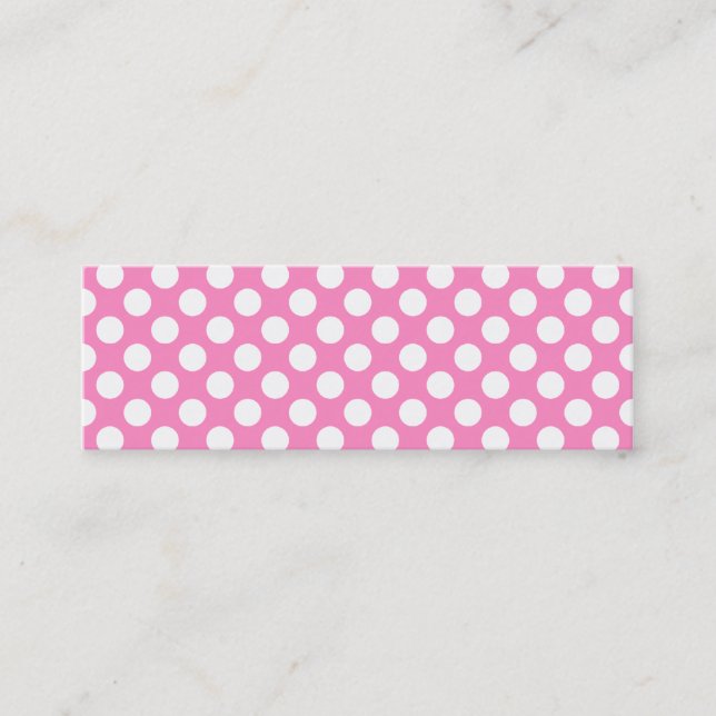 Pink and White Polka Dots Mini Business Card (Front)