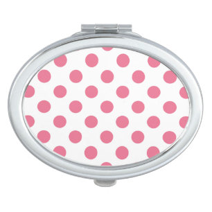 Pink and white polka dots mirror for makeup
