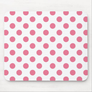 Pink and white polka dots mouse pad