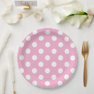Pink And White Polka Dots Paper Plates