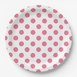 Pink and white polka dots paper plates