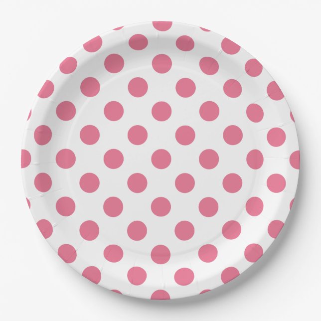Pink and white polka dots paper plates (Front)