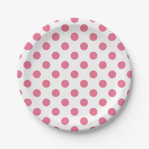 Pink and white polka dots paper plates