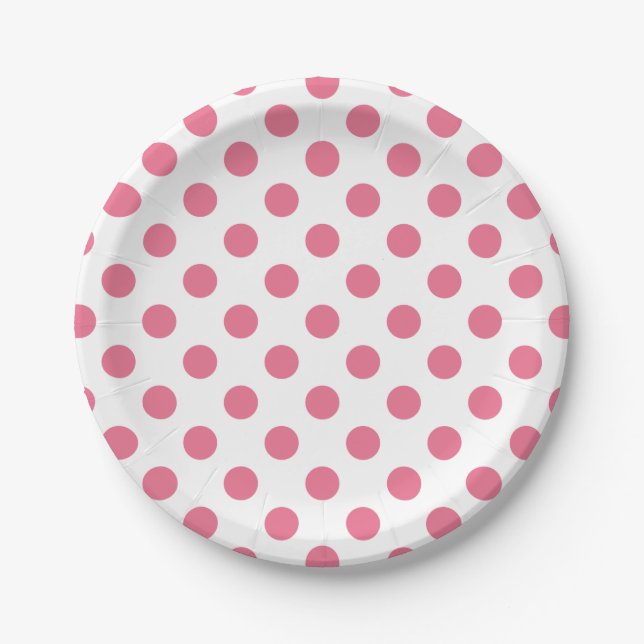 Pink and white polka dots paper plates (Front)