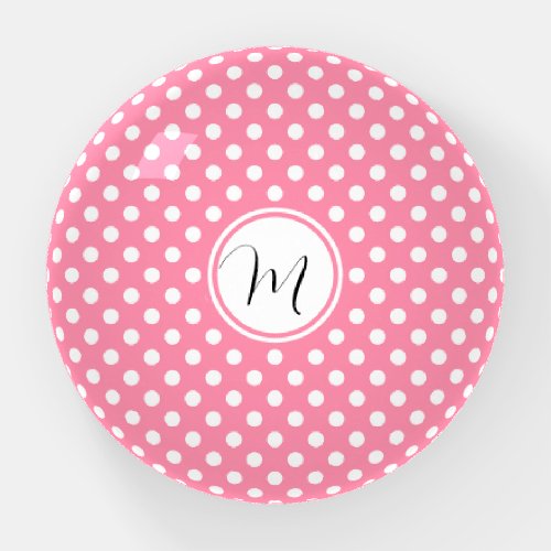 Pink and White Polka Dots Paperweight