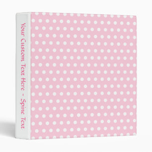 Pink and White Polka Dots Pattern. Binder