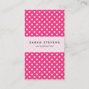 Pink and White Polka Dots Pattern Business Card