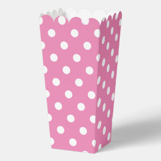 Pink and white polka dots pattern custom popcorn favor boxes