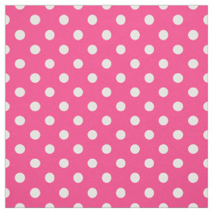 Pink and White Polka Dots Pattern Fabric