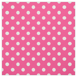 Pink and White Polka Dots Pattern Fabric