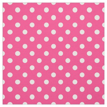 Pink And White Polka Dots Pattern Fabric by allpattern at Zazzle