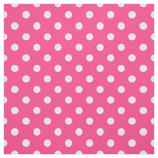 Pink and White Polka Dots Pattern Fabric