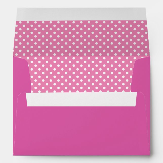 Pink and white polka dots pattern lined envelopes (Back (Bottom))
