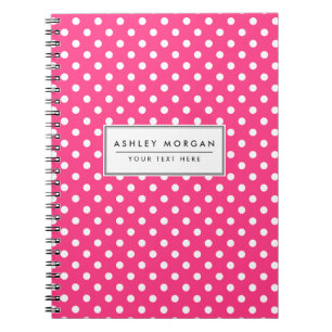 Pink and White Polka Dots Pattern Notebook