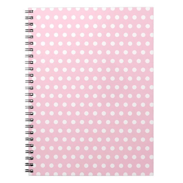 Pink and White Polka Dots Pattern. Notebook (Front)