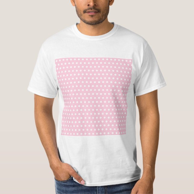 Pink and White Polka Dots Pattern. T-Shirt (Front)