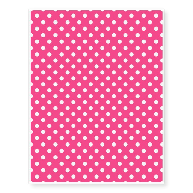 Pink and White Polka Dots Pattern Temporary Tattoos (Front)