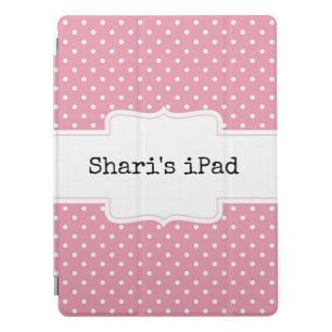Pink and White Polka Dots Personalized  iPad Pro Cover
