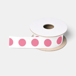 Pink and white polka dots satin ribbon