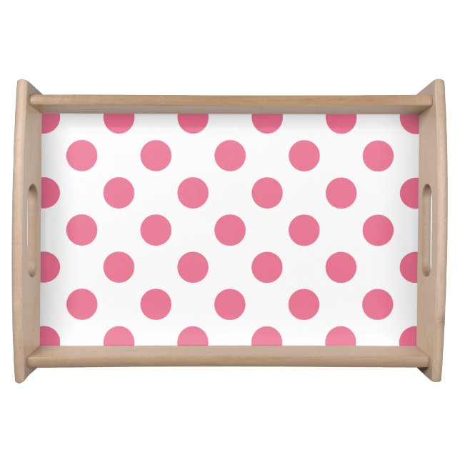 Pink and white polka dots serving tray (Front)