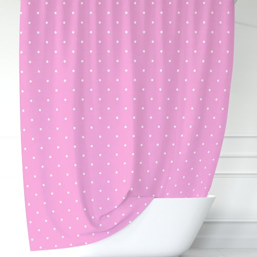 Pink And White Polka Dots Shower Curtain