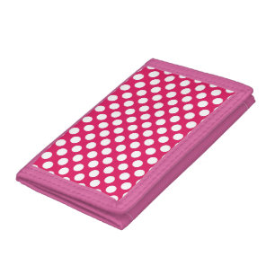 Pink and white polka dots tri-fold wallet
