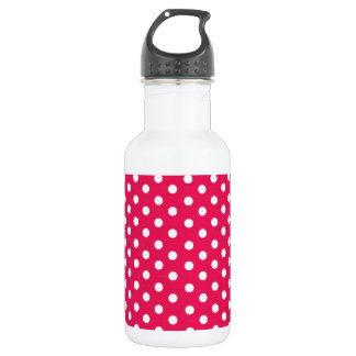 Pink And White Polka Dots Water Bottle
