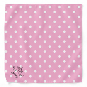 Pink and White Polka Dots With Crown Bandana