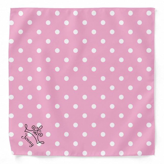 Pink and White Polka Dots With Crown Bandana (Front)