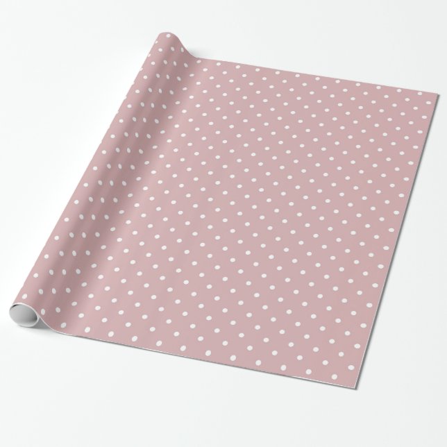 Pink and White Polka Dots Wrapping Paper (Unrolled)