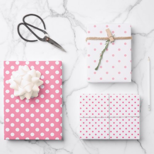 Pink and White Polka Dots Wrapping Paper Sheets