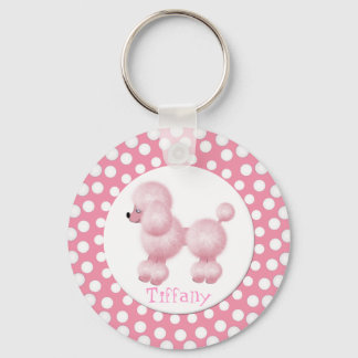 Pink and White Poodle Key Chain
