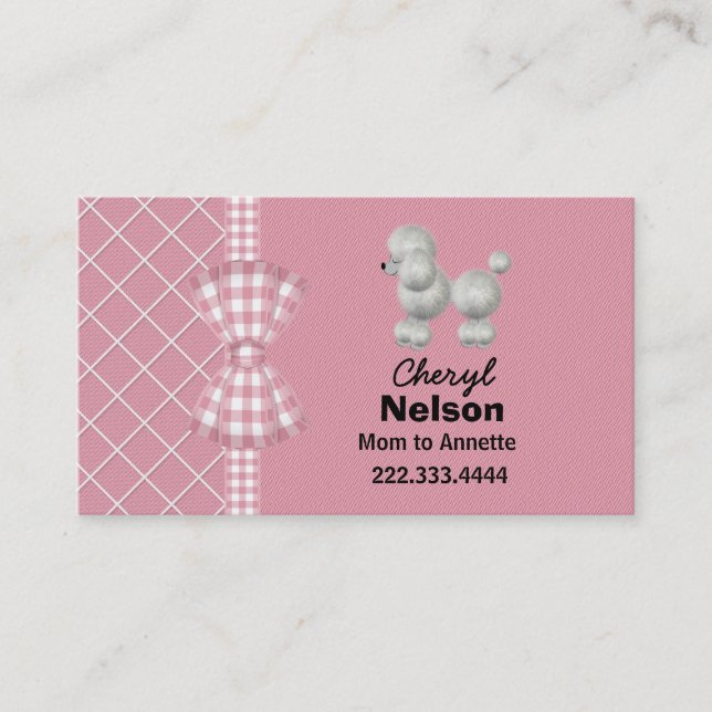 Pink, and White Poodle Mommy Card (Front)