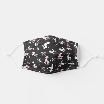 Pink And White Poodles Black Background Adult Cloth Face Mask by BlayzeInk at Zazzle