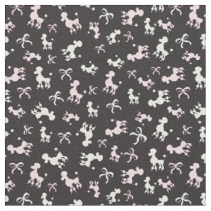 Pink and White Poodles Pattern Fabric