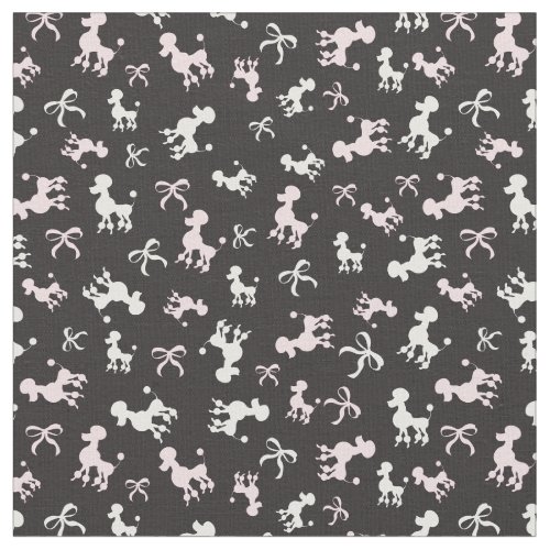 Pink and White Poodles Pattern Fabric