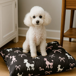 Pink and White Poodles Pet Bed
