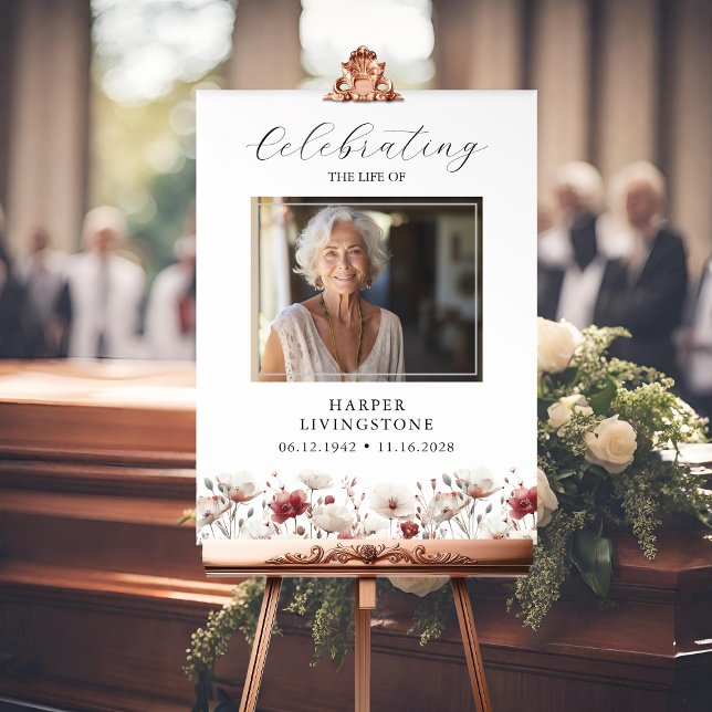 Pink and White Poppy Photo Memorial 16x20  Foam Board (Creator Uploaded)