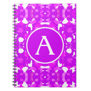 Pink and White Pretty Symmetrical Markings Letter Notebook