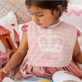 Pink And White Princess Crown Bib by PawsitiveDesigns at Zazzle