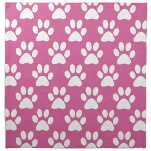 Pink and white puppy paws pattern napkin